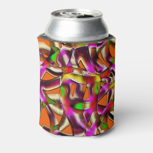 Farbenfrohe, gekrönte Ausschnitte mit rosa und ges Dosenkühler (Kanne Rückseite)