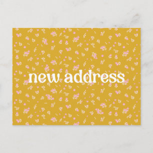 Farbenfrohe gelbe Blumen Wir zogen in ein neues Zu Postkarte