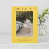 Farbenfrohe Gelbe Graue Kunst-Déco-Foto Save the D Save The Date (Stehend Vorderseite)