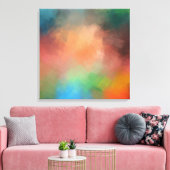 Farbenfrohe gelbe Rot Blau Grün Moderne Abstrakte Leinwanddruck (Insitu (Wohnzimmer))