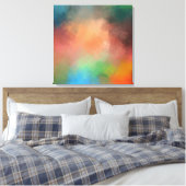 Farbenfrohe gelbe Rot Blau Grün Moderne Abstrakte Leinwanddruck (Insitu (Schlafzimmer))