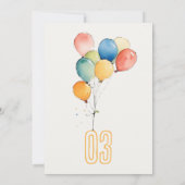 Farbenfrohe gelbe Rot-Grün-Balloons Kindergeburtst Einladung (Rückseite)