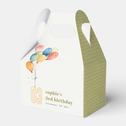 Farbenfrohe gelbe Rot-Grün-Balloons Kindergeburtst Geschenkschachtel (Rückseite)