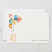 Farbenfrohe gelbe Rot-Grün-Balloons Kindergeburtst Mitteilungskarte (Vorderseite)