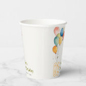 Farbenfrohe gelbe Rot-Grün-Balloons Kindergeburtst Pappbecher (Rechts)