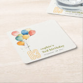 Farbenfrohe gelbe Rot-Grün-Balloons Kindergeburtst Rechteckiger Pappuntersetzer (angewinkelt)