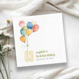 Farbenfrohe gelbe Rot-Grün-Balloons Kindergeburtst Serviette