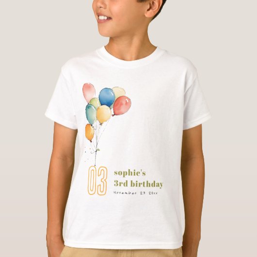 Farbenfrohe gelbe Rot-Grün-Balloons Kindergeburtst T-Shirt (Vorderseite)