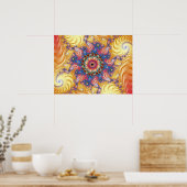 Farbenfrohe gelbe Spiralen Mandelbrot Poster (Küche)