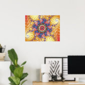 Farbenfrohe gelbe Spiralen Mandelbrot Poster (Heimbüro)