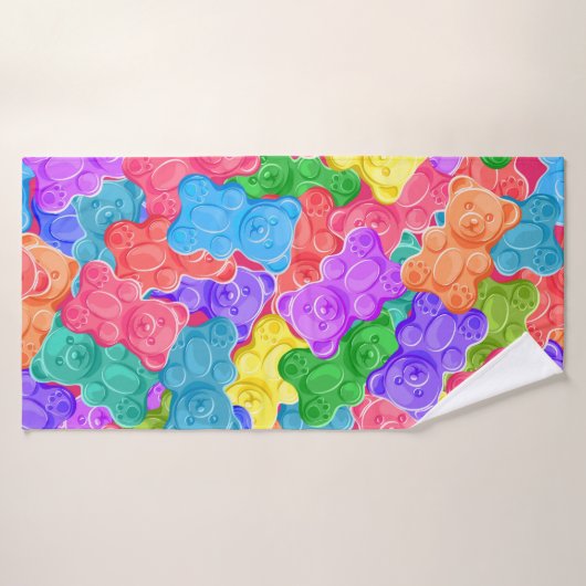 Farbenfrohe Geleebären, gummige Bonbons. Seamles Badehandtuch (Badehandtuch)