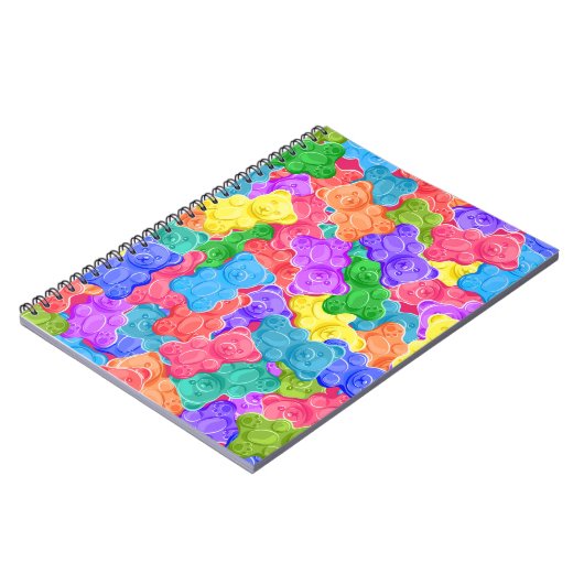 Farbenfrohe Geleebären, gummige Bonbons. Seamles Notizblock (Linke Seite)