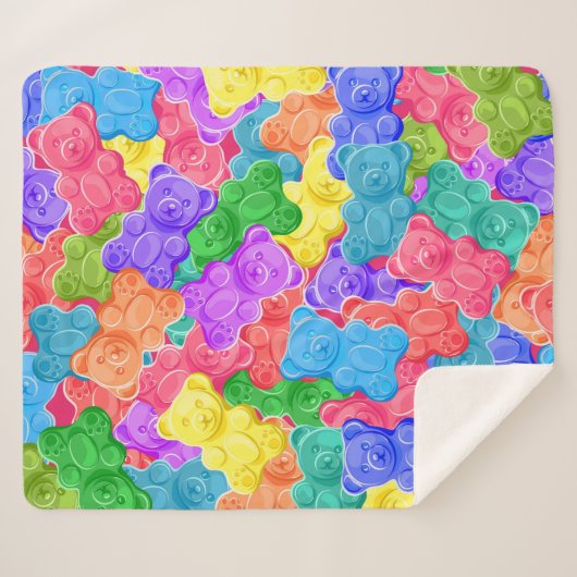 Farbenfrohe Geleebären, gummige Bonbons. Seamles Sherpadecke (Vorderseite (Horizontal))
