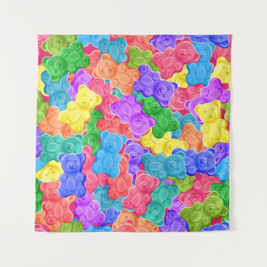 Farbenfrohe Geleebären, gummige Bonbons. Seamles Wandteppich (Vorderseite)