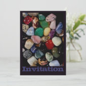 Farbenfrohe Gem Stones Einladung (Stehend Vorderseite)