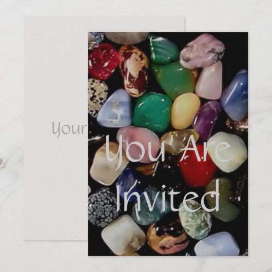 Farbenfrohe Gem Stones Einladung (Vorne/Hinten)