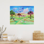 Farbenfrohe Gemälde von Kuh und Schaf Gordon Bruce Poster (Küche)