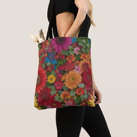 Farbenfrohe gemischte Blumen Tasche (Von Nahem)