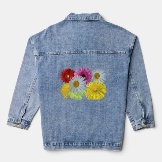 Farbenfrohe gemischte Blumenstrauß-Denimjacke Jeansjacke (Rückseite)