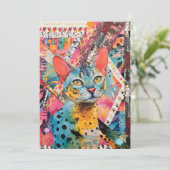 Farbenfrohe gemischte Mixed-Paper-Katzen-Collage  Karte (Stehend Vorderseite)