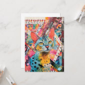 Farbenfrohe gemischte Mixed-Paper-Katzen-Collage  Karte (Vorderseite/Rückseite Beispiel)