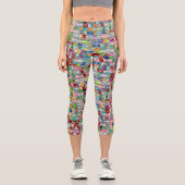 Farbenfrohe Gemstone Crystal Cluster Strings Capri Leggings (Vorderseite)