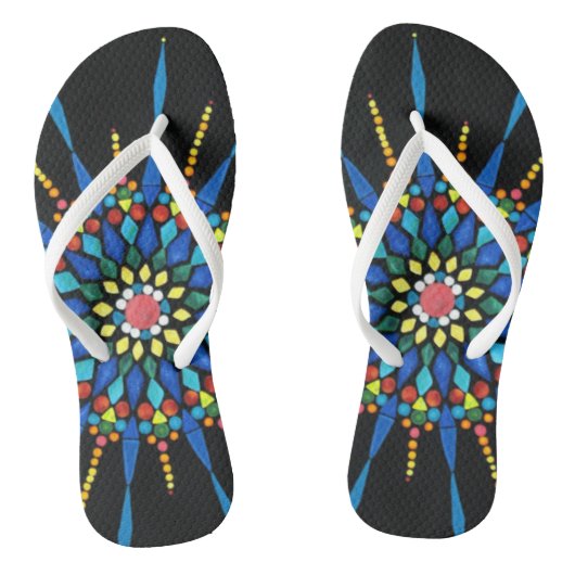 Farbenfrohe Gemstone-Mosaike Flipflops Badesandalen (Fußbett)