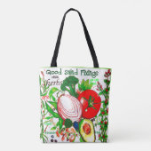 Farbenfrohe Gemüse Kunst, Dichtung und Musik Tasche (Rückseite)