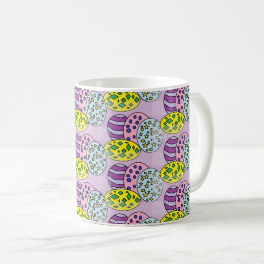 Farbenfrohe Gemusterte Eier Ostern Kaffeetasse (VorderseiteRechts)