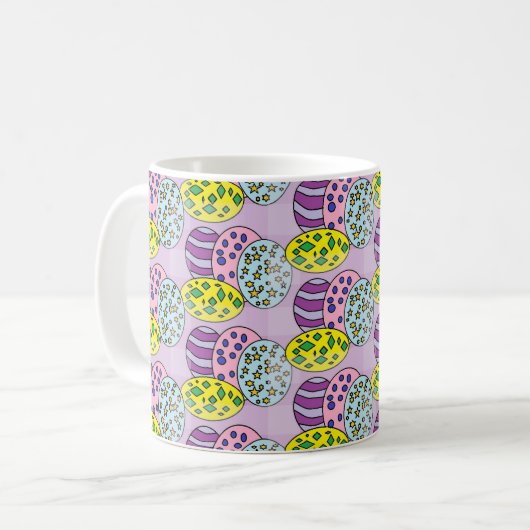 Farbenfrohe Gemusterte Eier Ostern Kaffeetasse (Vorderseite Links)