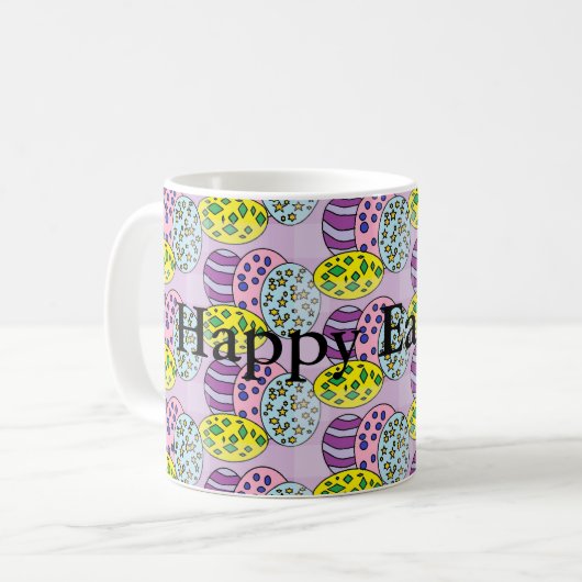 Farbenfrohe Gemusterte Eier Ostern Kaffeetasse (Vorderseite Links)