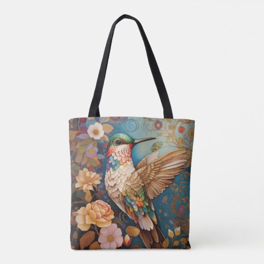 Farbenfrohe Gemusterte Hummingvogel Tasche (Rückseite)