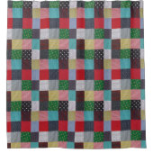 farbenfrohe gemusterte Quadrate Duschvorhang (Vorderseite)