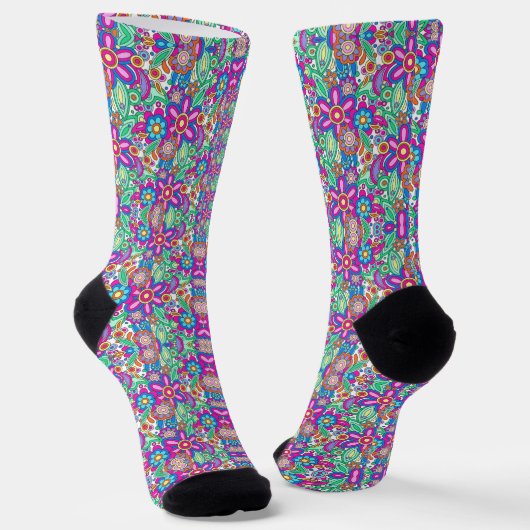 Farbenfrohe gemusterte Socken mit lebendigen geome (Gewinkelt)