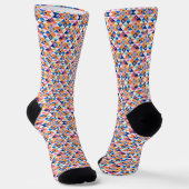 Farbenfrohe gemusterte Socken mit schwarzen Fersen (Gewinkelt)