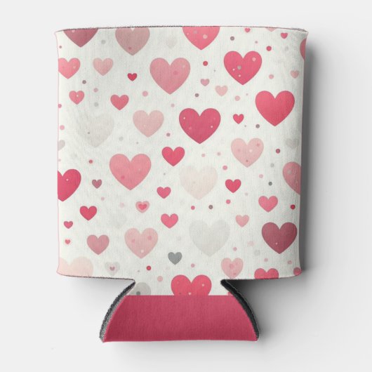 Farbenfrohe gemusterte Valentinstag Herz Cooler Dosenkühler (Vorderseite)