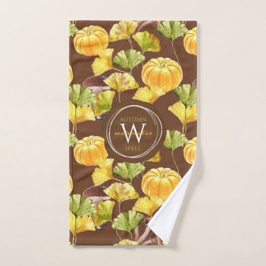 Farbenfrohe, gemütliche Herbst-Aquarellmuster-Mono Badhandtuch Set (Handtuch)