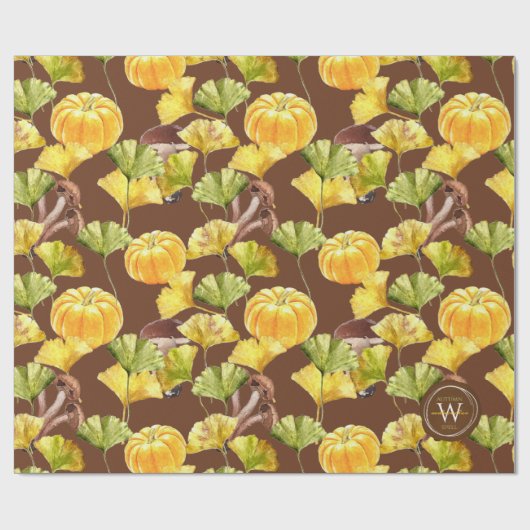 Farbenfrohe, gemütliche Herbst-Aquarellmuster-Mono Geschenkpapier (Flach)