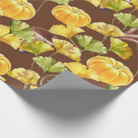 Farbenfrohe, gemütliche Herbst-Aquarellmuster-Mono Geschenkpapier (Ecke)