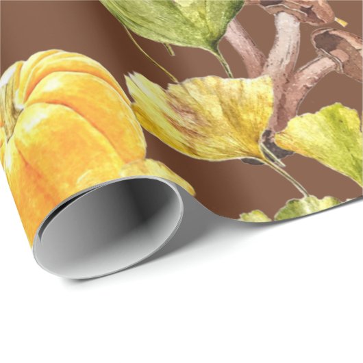 Farbenfrohe, gemütliche Herbst-Aquarellmuster-Mono Geschenkpapier (Rolleneckpunkt)