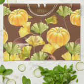 Farbenfrohe, gemütliche Herbst-Aquarellmuster-Mono Geschirrtuch (Gefaltet)