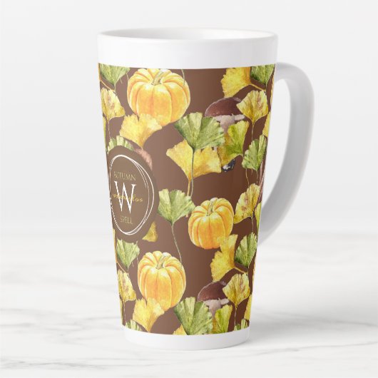 Farbenfrohe, gemütliche Herbst-Aquarellmuster-Mono Milchtasse (Rechte Ecke)