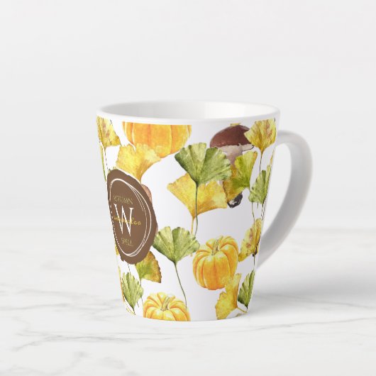 Farbenfrohe, gemütliche Herbst-Aquarellmuster-Mono Milchtasse (Rechte Ecke)