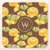 Farbenfrohe, gemütliche Herbst-Aquarellmuster-Mono Rechteckiger Pappuntersetzer (Vorderseite)