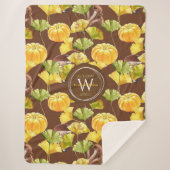 Farbenfrohe, gemütliche Herbst-Aquarellmuster-Mono Sherpadecke (Vorderseite)