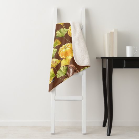 Farbenfrohe, gemütliche Herbst-Aquarellmuster-Mono Sherpadecke (Beispiel)