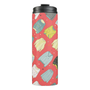 Farbenfrohe, gemütliche Pullover, warmer Herbstwi Thermosbecher