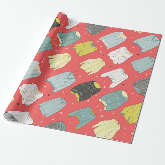 Farbenfrohe, gemütliche Pullover, warmer Herbstwin Geschenkpapier (Ungerollt)