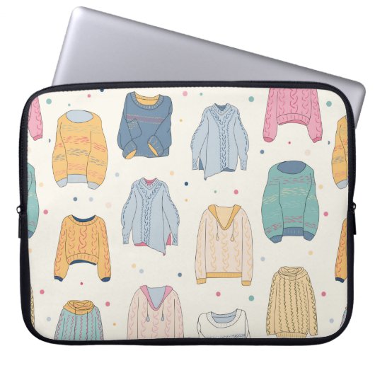 Farbenfrohe, gemütliche Pullover, warmer Herbstwin Laptopschutzhülle (Vorderseite)