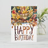 Farbenfrohe, gemütliche Wish Herbst Frohsinn Gebur Karte (Stehend Vorderseite)